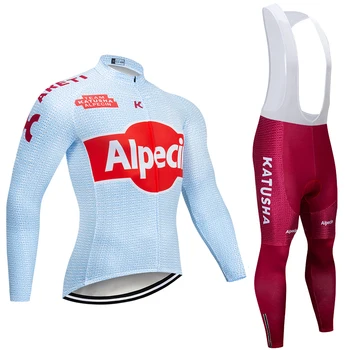 Žiemos 2020 TEAM KATUSHA dviračių džersis 20D Trinkelėmis dviratį, kelnės, kostiumas Ropa Ciclismo Šilumos vilnos dviračių dėvėti Maillot Dugnas
