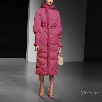 Žiemos Antis Žiemos Striukė moteriški Drabužiai 2020 M. Naujo dizaino Rožinis Slim Ilgai Sutirštės Šiltas Kailis Lady ilgomis Rankovėmis Stovėti Apykaklės